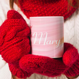 Elegant roze groen acryllegering Aangepast script Koffiemok