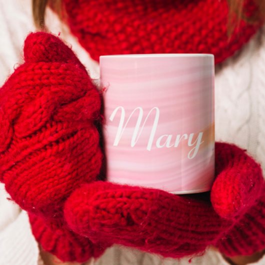 Elegant roze groen acryllegering Aangepast script Koffiemok