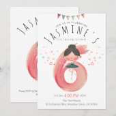 Elegant roze groen ballet 6e verjaardag kaart (Voorkant / Achterkant)