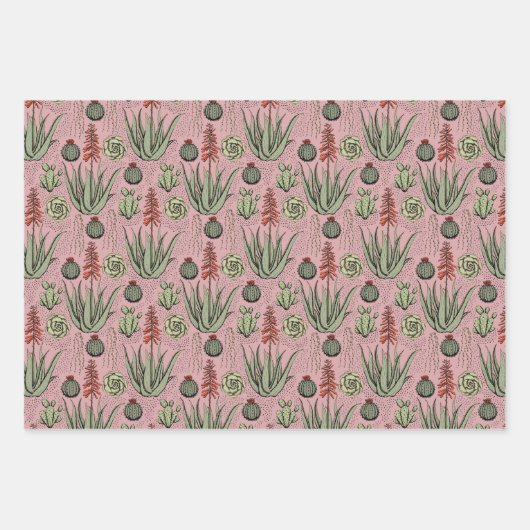 Elegant Roze & Groen Bloemmotief Bloemen Inpakpapier Vel (Voorkant 2)
