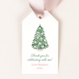 Elegant Roze Groen Kerstmis Vrijgezellenfeest Favo Cadeaulabel