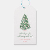 Elegant Roze Groen Kerstmis Vrijgezellenfeest Favo Cadeaulabel (Voorkant)