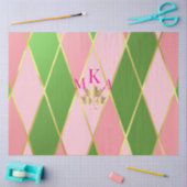 Elegant Roze & Groene Argyle Gift Tissuepapier (Craft)