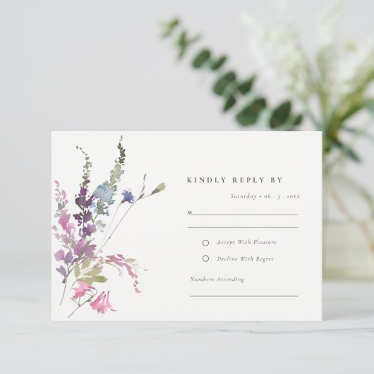 Elegant roze groene botanische flessen rond bruilo RSVP kaartje (Staand voorkant)