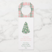 Elegant roze groene Feestdagen - Merry Kerstry Flessenhanger (Voorkant)