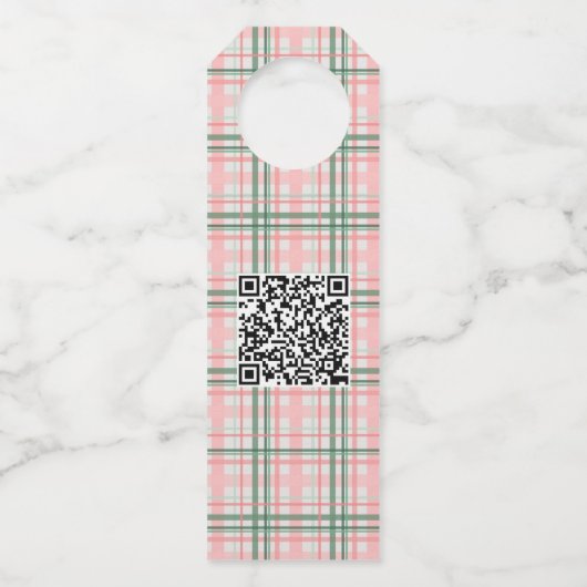 Elegant roze groene Feestdagen - Merry Kerstry Flessenhanger (Achterkant)