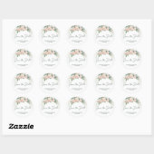 Elegant roze groene Floral Eucalyptus Wedding Ronde Sticker (Vel)