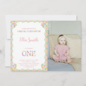 Elegant Roze & Groene Tuin Partij voor Meisjes Kaart (Voorkant)