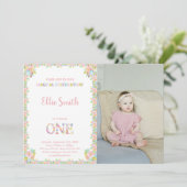 Elegant Roze & Groene Tuin Partij voor Meisjes Kaart (Staand voorkant)