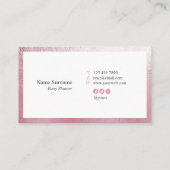 Elegant roze Hallo Event Planner Visitekaartje (Achterkant)