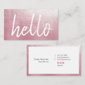 Elegant roze Hallo Event Planner Visitekaartje (Voorkant / Achterkant)