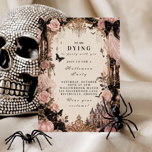 Elegant Roze Halloweenfeest Kaart