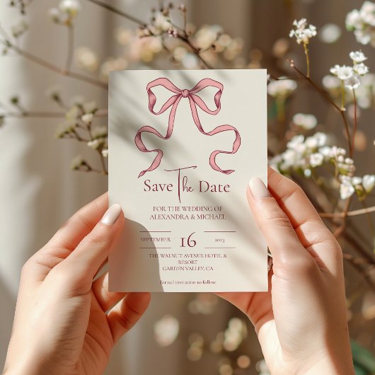 Elegant Roze Hand Getrokken Boog Bruiloft Save The Date