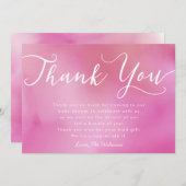 Elegant Roze hand Lettert Baby shower van het Manu Bedankkaart (Voorkant / Achterkant)