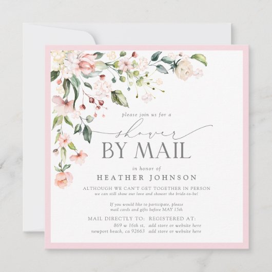 Elegant roze handbediende bridal Script Shower by  Kaart (Voorkant)