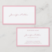 Elegant roze handgeschreven Script Plain Simple Lu Visitekaartje (Voorkant / Achterkant)