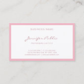 Elegant roze handgeschreven Script Plain Simple Lu Visitekaartje (Achterkant)