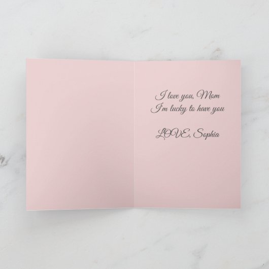 Elegant roze Happy Moederdag Kaart (Binnen)