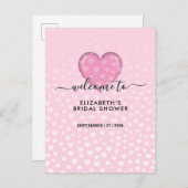 Elegant roze hart en spikkels ontwerp aankondigingskaart (Voorkant / Achterkant)