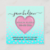 Elegant roze hart en spikkels ontwerp vierkante visitekaartje (Achterkant)