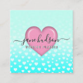 Elegant roze hart en spikkels ontwerp vierkante visitekaartje (Voorkant)