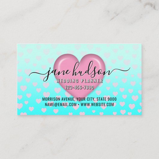 Elegant roze hart en spikkels ontwerp visitekaartje (Achterkant)