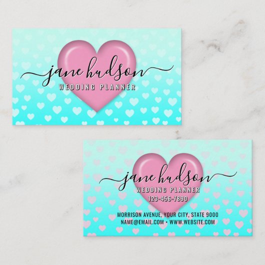 Elegant roze hart en spikkels ontwerp visitekaartje (Voorkant / Achterkant)