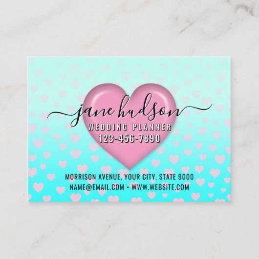 Elegant roze hart en spikkels ontwerp visitekaartje (Achterkant)