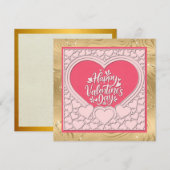 Elegant Roze Hart Fijne Valentijnsdag Stijlvol Kaart (Voorkant / Achterkant)