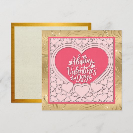 Elegant Roze Hart Fijne Valentijnsdag Stijlvol Kaart (Voorkant / Achterkant)