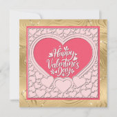 Elegant Roze Hart Fijne Valentijnsdag Stijlvol Kaart (Voorkant)