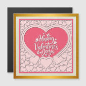 Elegant Roze Hart Fijne Valentijnsdag Stijlvol Magnetische Uitnodiging (Voorkant / Achterkant)