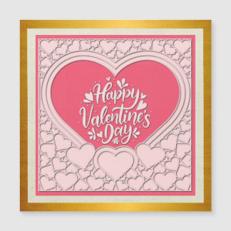 Elegant Roze Hart Fijne Valentijnsdag Stijlvol Magnetische Uitnodiging