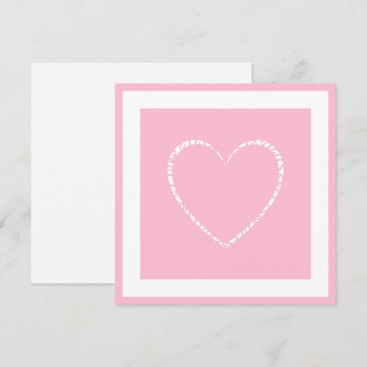 Elegant Roze Hart, Gelijste Valentijnskaart (Voorkant / Achterkant)