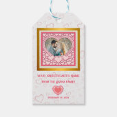 Elegant Roze Hart Gelukkig Valentijnsdag Stijlvol Cadeaulabel (Voorkant)