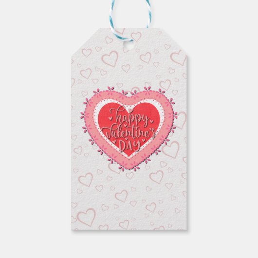 Elegant Roze Hart Gelukkig Valentijnsdag Stijlvol Cadeaulabel (Achterkant)