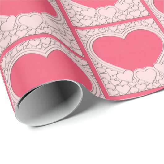 Elegant Roze Hart Gelukkig Valentijnsdag Stijlvol Cadeaupapier (Rol Hoek)