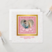 Elegant Roze Hart Gelukkig Valentijnsdag Stijlvol Kaart (Voorkant / Achterkant in situ)