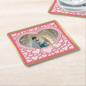 Elegant Roze Hart Gelukkig Valentijnsdag Stijlvol Kartonnen Onderzetters (Schuin)