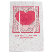 Elegant Roze Hart Gelukkig Valentijnsdag Stijlvol Medium Cadeauzakje (Achterkant)