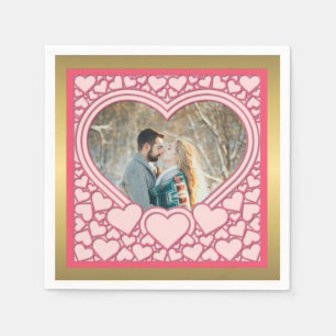 Elegant Roze Hart Gelukkig Valentijnsdag Stijlvol Servet