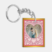 Elegant Roze Hart Gelukkig Valentijnsdag Stijlvol Sleutelhanger (Voorkant Links)