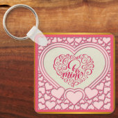 Elegant Roze Hart Gelukkig Valentijnsdag Stijlvol Sleutelhanger (Voorkant)