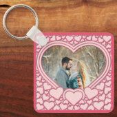 Elegant Roze Hart Gelukkig Valentijnsdag Stijlvol Sleutelhanger (Voorkant)