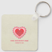 Elegant Roze Hart Gelukkig Valentijnsdag Stijlvol Sleutelhanger (Achterkant)