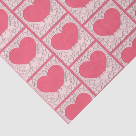 Elegant Roze Hart Gelukkig Valentijnsdag Stijlvol Tissuepapier (Detail)