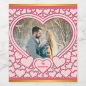 Elegant Roze Hart Gelukkig Valentijnsdag Stijlvol Wijn Etiket (Enkel label)