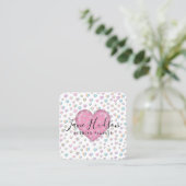Elegant Roze Hart met Speckles Design Vierkante Visitekaartje (Staand voorkant)