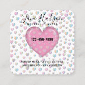 Elegant Roze Hart met Speckles Design Vierkante Visitekaartje (Achterkant)