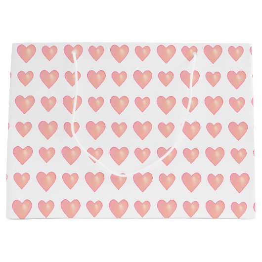 Elegant roze hart op wit groot cadeauzakje (Voorkant)